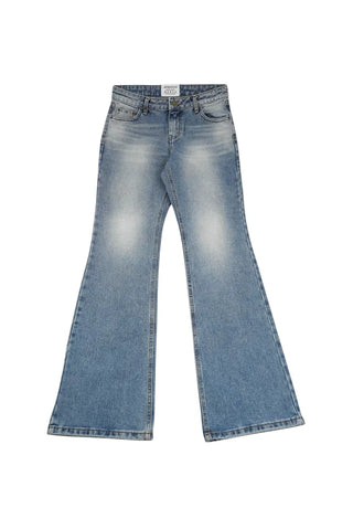 Natural flared semi-bootcut denim pants in light blue