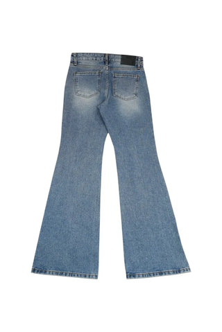 Natural flared semi-bootcut denim pants in light blue