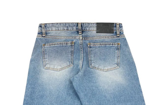 Natural flared semi-bootcut denim pants in light blue
