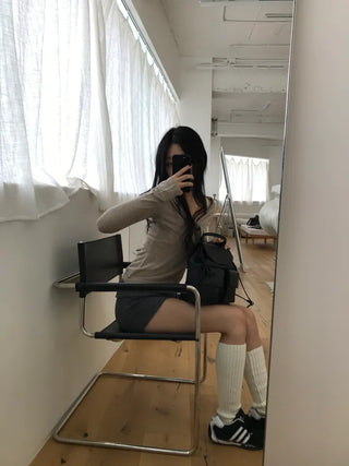 inner sera tie v-neck long-sleeved knit