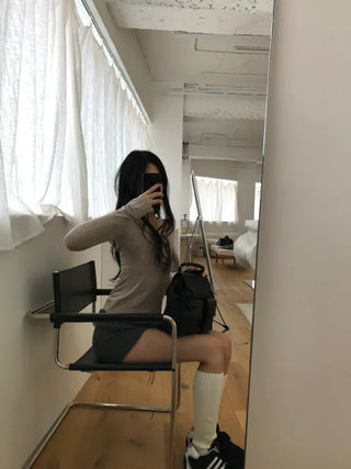 inner sera tie v-neck long-sleeved knit