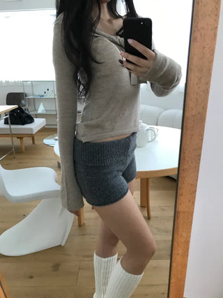 inner sera tie v-neck long-sleeved knit