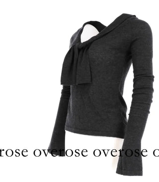inner sera tie v-neck long-sleeved knit