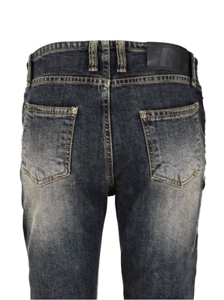 Curved low-rise slim bootcut denim pants