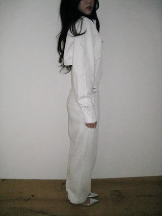 Bodysuit cropped striped white shirt