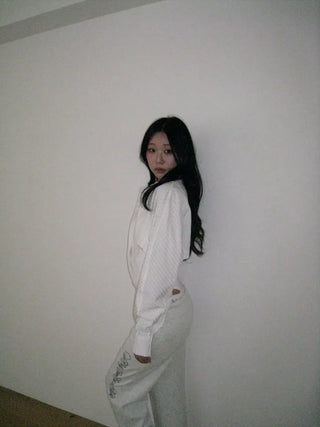 Bodysuit cropped striped white shirt