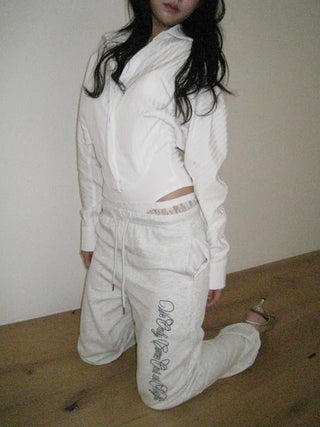 Bodysuit cropped striped white shirt