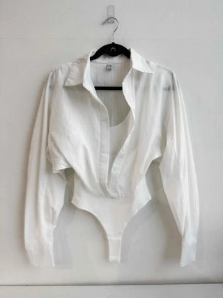 Bodysuit cropped striped white shirt