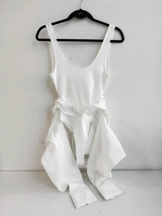 Bodysuit cropped striped white shirt