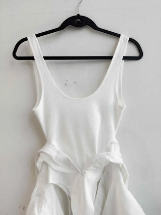 Bodysuit cropped striped white shirt