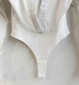 Bodysuit cropped striped white shirt