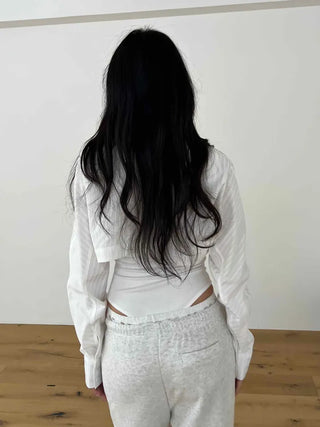 Bodysuit cropped striped white shirt