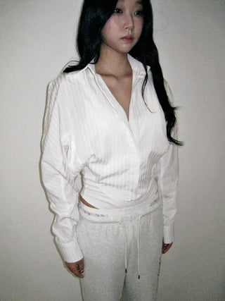 lace sagging banding layered English lettering jogger pants