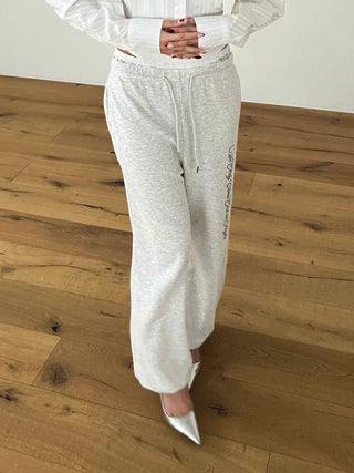 lace sagging banding layered English lettering jogger pants