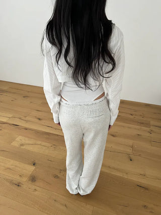 lace sagging banding layered English lettering jogger pants