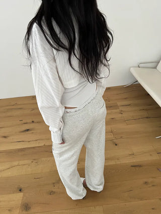 lace sagging banding layered English lettering jogger pants