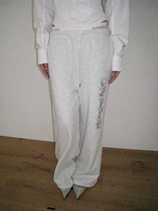 lace sagging banding layered English lettering jogger pants