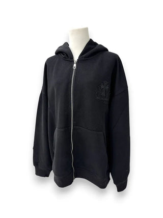 chrome cross patch back point overfit hooded zip-up
