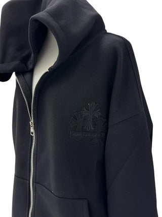 chrome cross patch back point overfit hooded zip-up