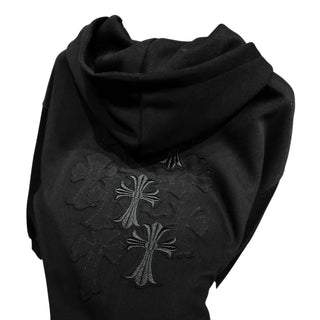 chrome cross patch back point overfit hooded zip-up