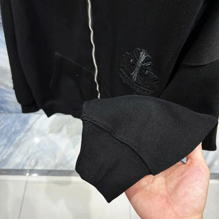 chrome cross patch back point overfit hooded zip-up