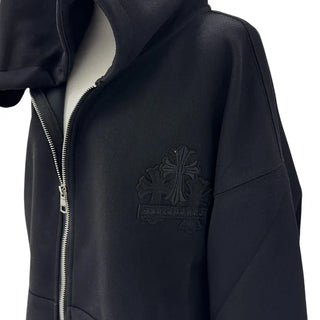 chrome cross patch back point overfit hooded zip-up