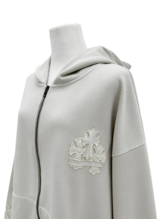 chrome cross patch back point overfit hooded zip-up