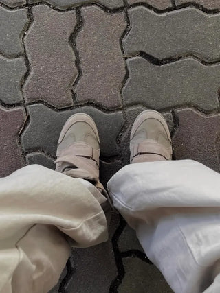 cowhide suede Velcro strap high-top stickers sneakers