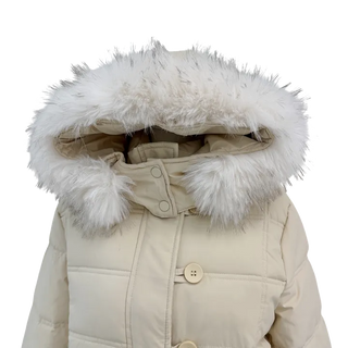 Added fleece lining🐏  hooded fur button wellon cotton short padding