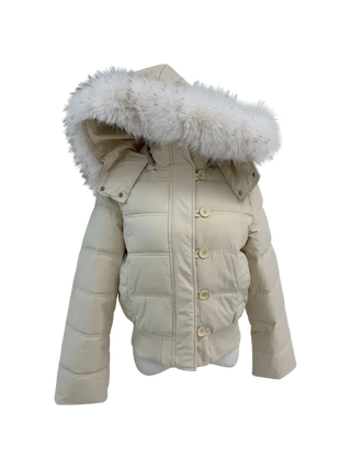 Added fleece lining🐏  hooded fur button wellon cotton short padding