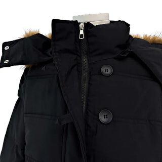 Added fleece lining🐏  hooded fur button wellon cotton short padding