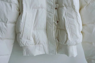 Added fleece lining🐏  hooded fur button wellon cotton short padding