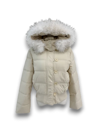 Added fleece lining🐏  hooded fur button wellon cotton short padding