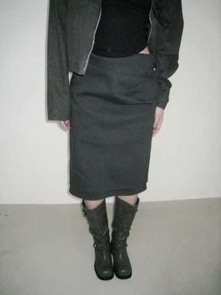 front double layered H-line midi skirt