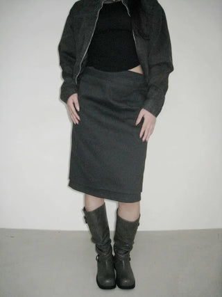 front double layered H-line midi skirt