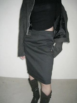 front double layered H-line midi skirt