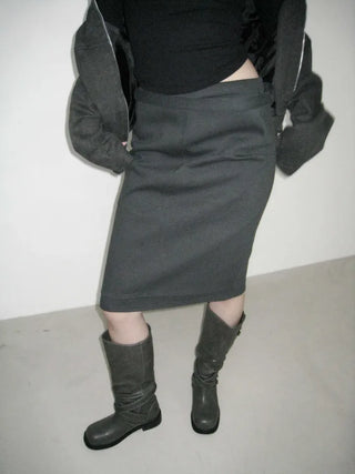 front double layered H-line midi skirt