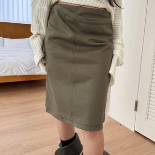 front double layered H-line midi skirt