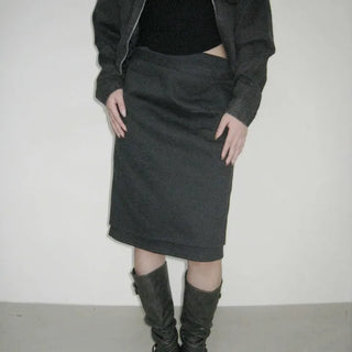 front double layered H-line midi skirt