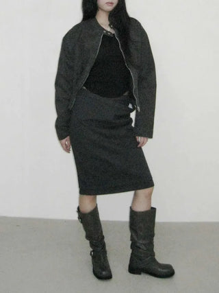 pigment faded washed high-neck zip-up jacket