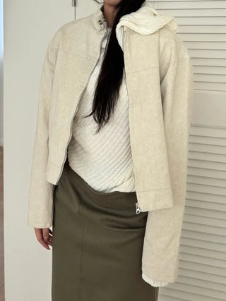 pigment faded washed high-neck zip-up jacket