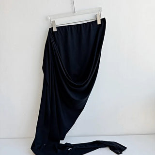 drape uneven wrap slit skirt