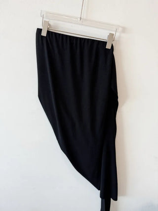 drape uneven wrap slit skirt