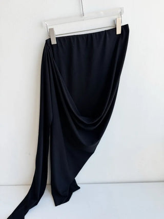 drape uneven wrap slit skirt