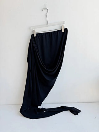drape uneven wrap slit skirt