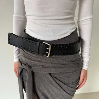 twisted leather big belt