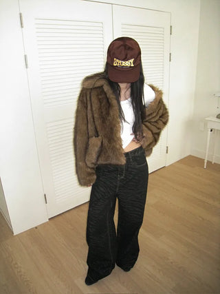 Zebra raw wide denim pants