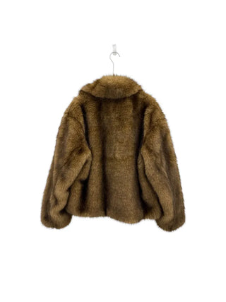Brown mink faux fur jacket