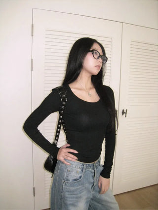 base golji round neck t-shirt with rolled hem