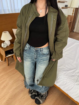 Dart Balloon Curve Fit Jeans Washed Denim Pants